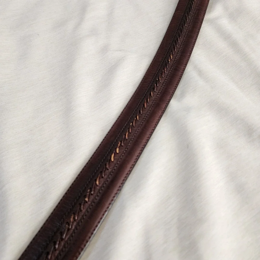 Mezlan Dress Belt Mens 34 Brown Good Braided Leather Made in Spain 4949 Western